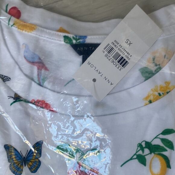 Ann Taylor Botanical Flutter Sleeve Pima Cotton Top (xs)& Matching Midi Skirt(4) - Picture 4 of 5